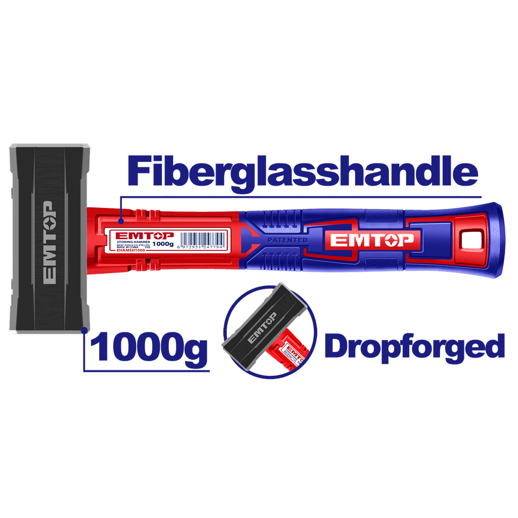 [EHAMSH1000] EHAMSH1000 Mazo de acero al carbono1000 g con mango de fibra de vidrio