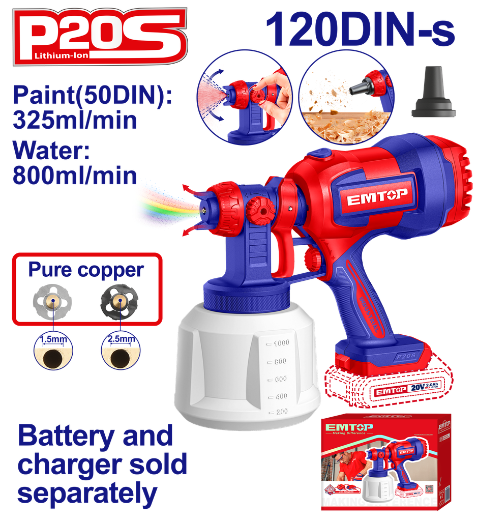[ELSG2004] Pistola para pintar inalámbrica de 20 V