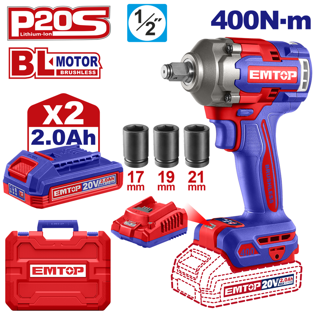 [ULCIWL2040] ULCIWL2040 Llave de impacto inalámbrica 400Nm de 1/2"