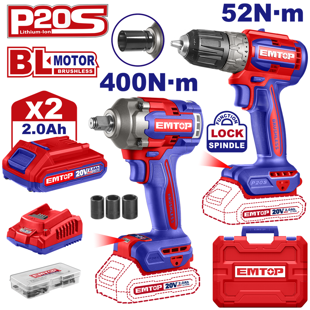 [ULCKL20271] ULCKL20271 Combo llave de impacto 400Nm + taladro de impacto de 52Nm Brushless